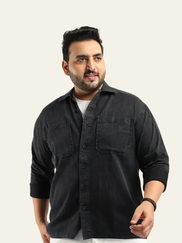 Fabric Lorenzo Sulphur Black Plus Size Shirt